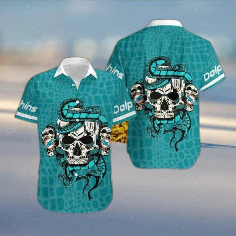 Miami Dolphins Snake And Skull Octopus Hawaiian Shirt