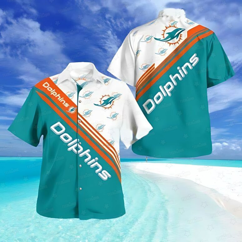 Miami Dolphins Retro Stripe Hawaiian Shirt