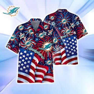 Miami Dolphins Stars and Stripes Celebration Hawaiian Shirt