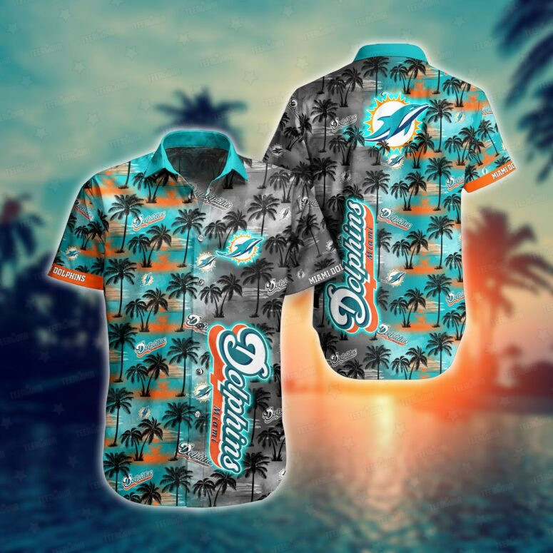 Miami Dolphins Sunset Palms Aloha Shirt