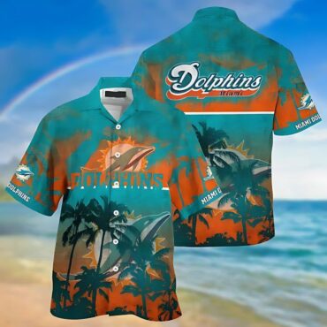 Miami Dolphins Sunset Palms Hawaiian Shirt