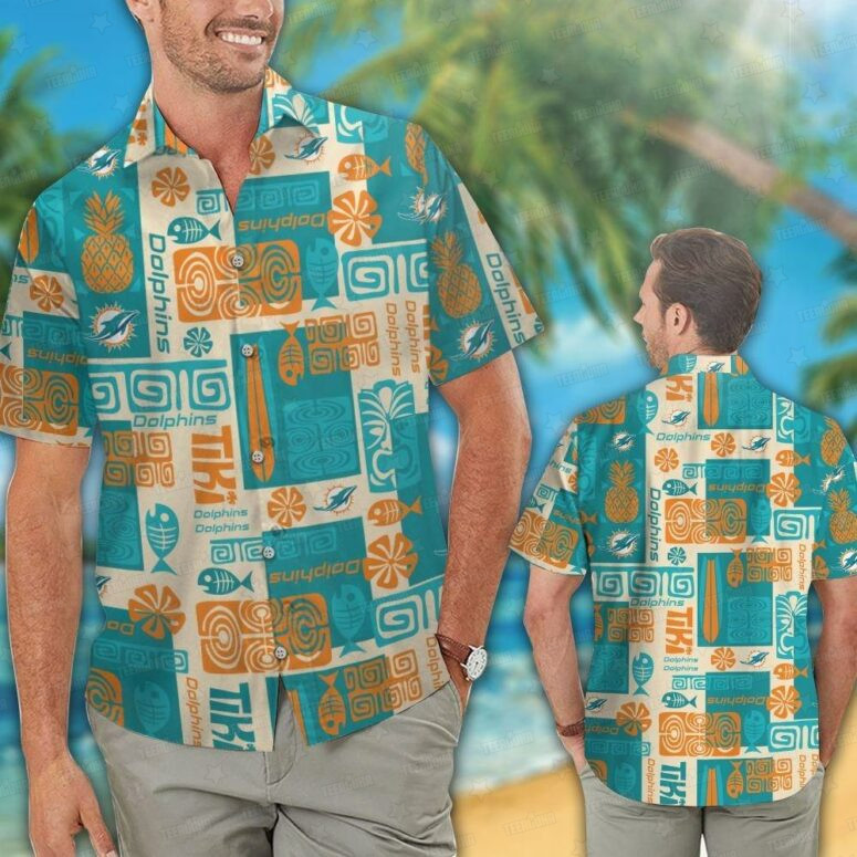 Miami Dolphins Tiki Vibes Hawaiian Shirt