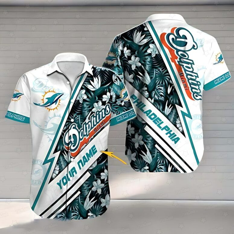 Miami Dolphins Tropical Bolt Hawaiian Shirt