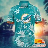 Miami Dolphins White Floral Sunset Hawaiian Shirt