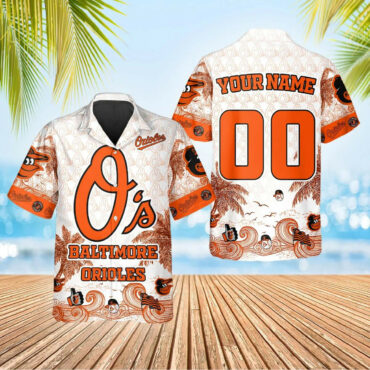 Personalized Baltimore Orioles Wave Rider Hawaiian Shirt