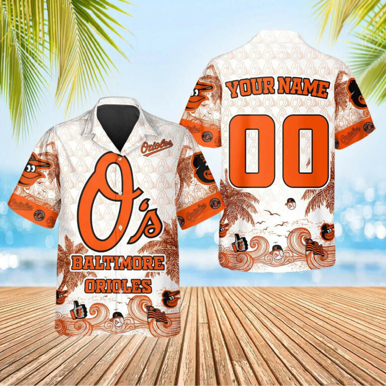 Personalized Baltimore Orioles Wave Rider Hawaiian Shirt