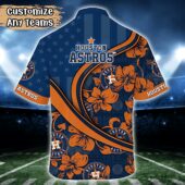 Personalized Houston Astros Hibiscus Swirl Hawaiian Shirt Back - TeeAloha