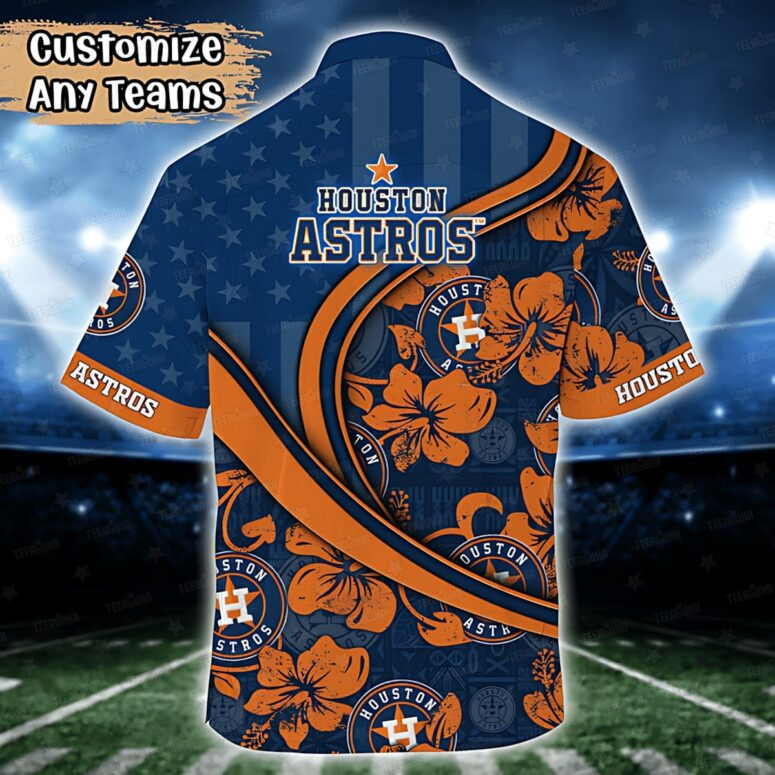 Personalized Houston Astros Hibiscus Swirl Hawaiian Shirt