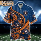 Personalized Houston Astros Hibiscus Swirl Hawaiian Shirt Front - TeeAloha