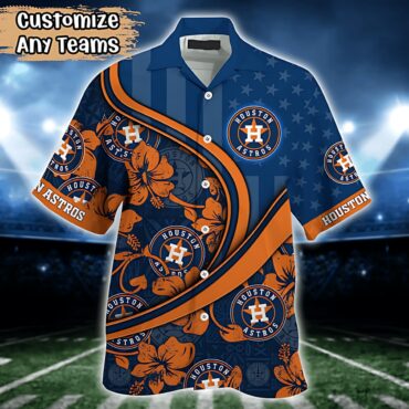 Personalized Houston Astros Hibiscus Swirl Hawaiian Shirt