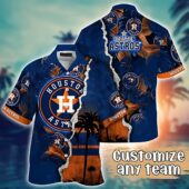 Personalized Houston Astros Tropical Sunset Tear Hawaiian Shirt - TeeAloha