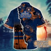 Personalized Houston Astros Tropical Sunset Tear Hawaiian Shirt Back - TeeAloha