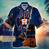 Personalized Houston Astros Tropical Sunset Tear Hawaiian Shirt Front - TeeAloha