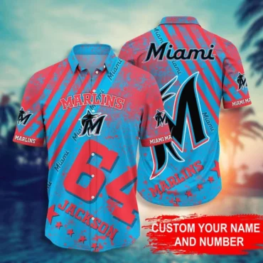 Personalized Miami Marlins Oceanic Waves Hawaiian Shirt