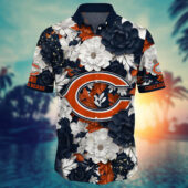 Chicago Bears Blooming Pride Hawaiian Shirt Front - TeeAloha