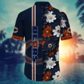 Chicago Bears Bold Blooms Hawaiian Shirt Back - TeeAloha