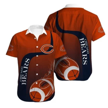 Chicago Bears Fire Ball In Orange Hawaiian Shirt