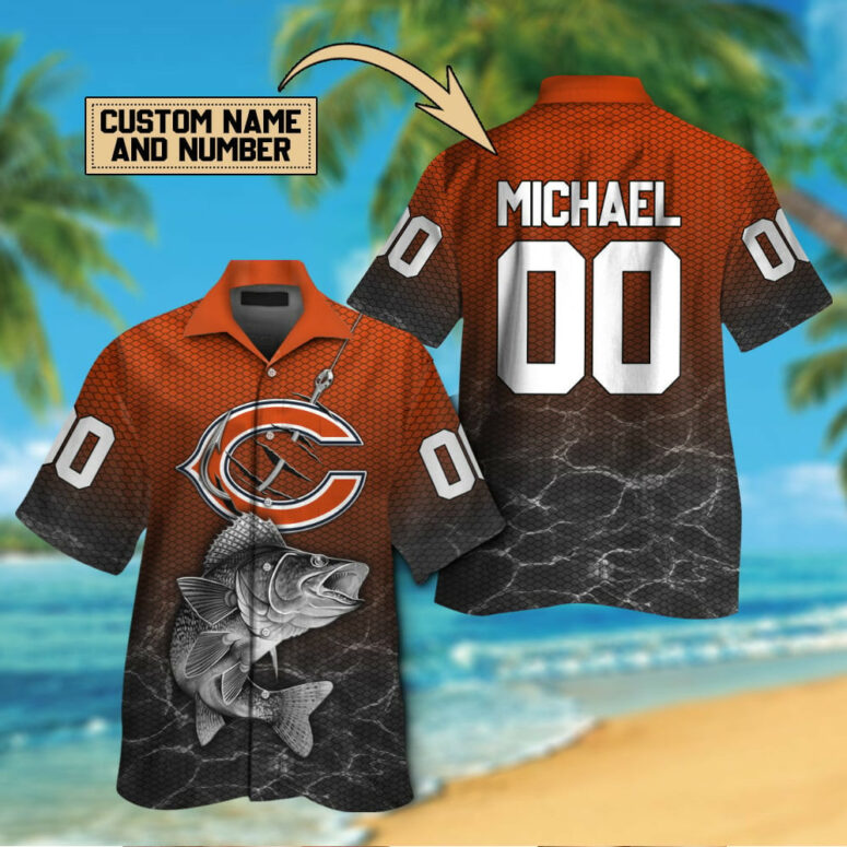 Chicago Bears Fishing Fanatic Custom Hawaiian Shirt