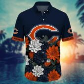 Chicago Bears Floral Bloom Hawaiian Shirt Front - TeeAloha