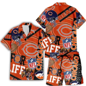 Chicago Bears For Life Collage Set Hawaiian Shirt