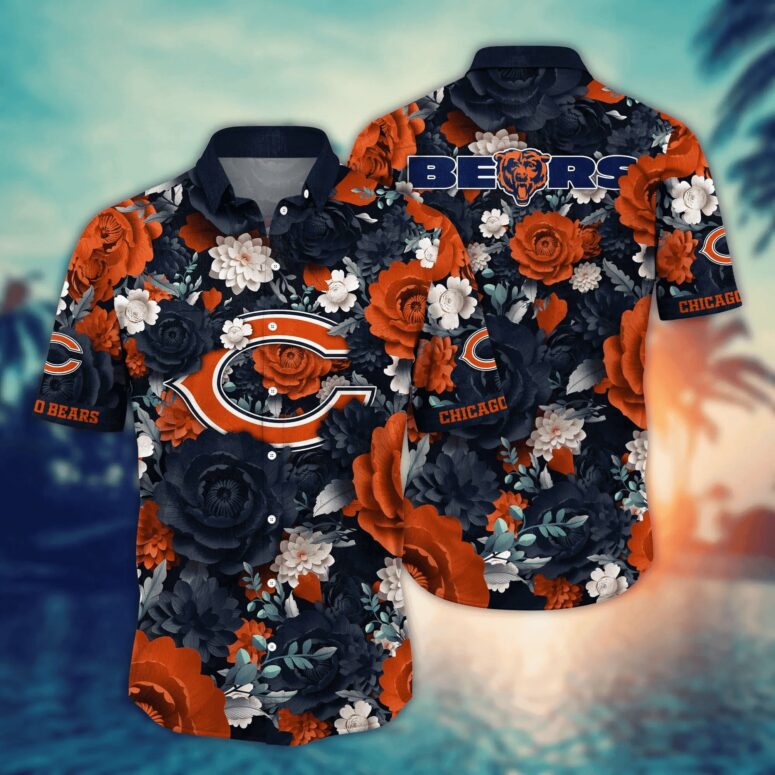 Chicago Bears Full Bloom Floral Hawaiian Shirt