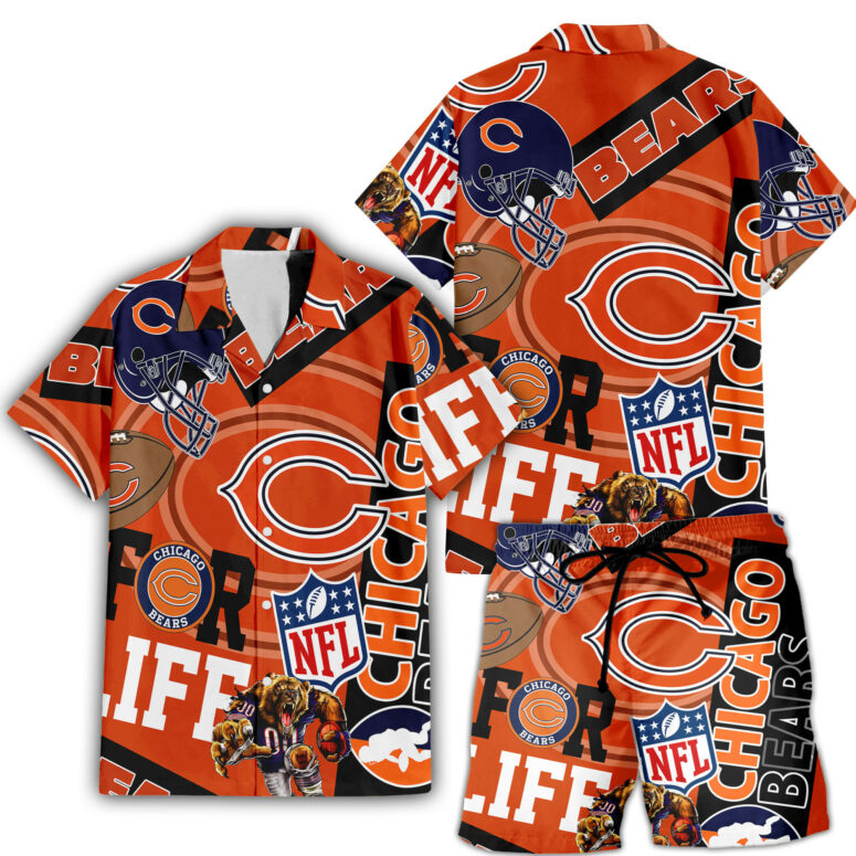 Chicago Bears Game Day Collage Hawaiian Shirt