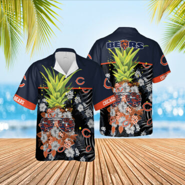 Chicago Bears Pineapple In Dark Blue Edition Hawaiian Shirt