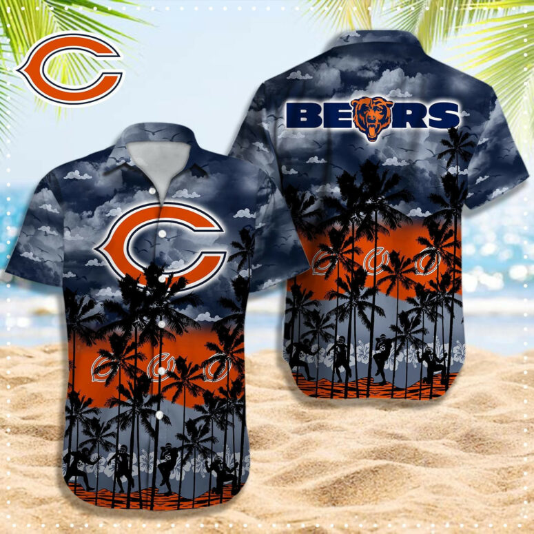 Chicago Bears Stormy Palms Hawaiian Shirt