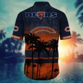 Chicago Bears Sunset Palms Gradient Hawaiian Shirt Back - TeeAloha