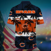 Chicago Bears Sunset Palms Stripes Hawaiian Shirt Back - TeeAloha