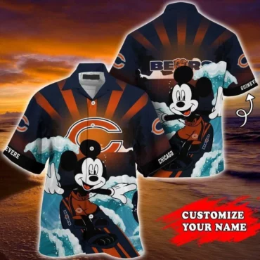 Chicago Bears Surfing Wave Hawaiian Shirt