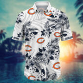 Chicago Bears Tropical Elegance Hawaiian Shirt Front - TeeAloha