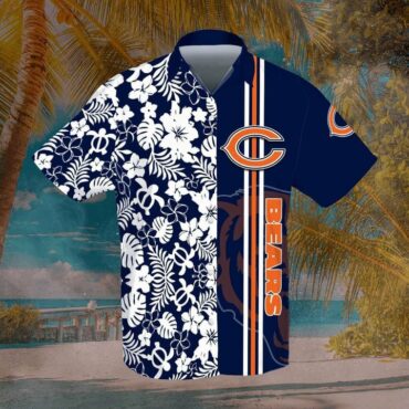 Chicago Bears Tropical Stripe Hawaiian Shirt