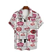 Cincinnati Reds Baseball Icons Hawaiian Shirt Front - TeeAloha