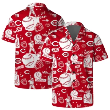 Cincinnati Reds Baseball Sketch Hawaiian Shirt