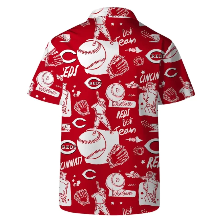 Cincinnati Reds Baseball Sketch Hawaiian Shirt