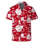 Cincinnati Reds Baseball Sketch Hawaiian Shirt Front - TeeAloha