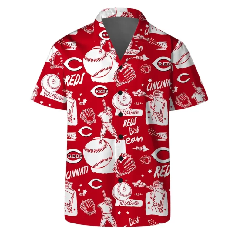 Cincinnati Reds Baseball Sketch Hawaiian Shirt