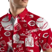 Cincinnati Reds Baseball Sketch Hawaiian Shirt Half Above - TeeAloha