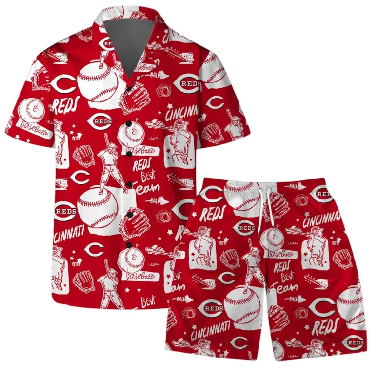 Cincinnati Reds Baseball Sketch Hawaiian Shirt