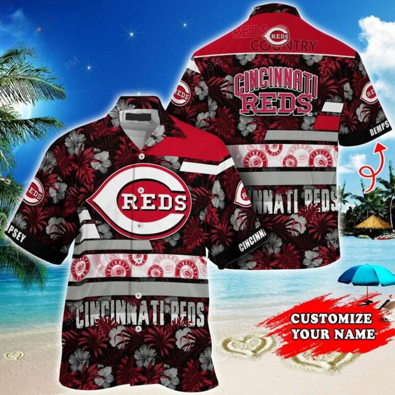 Cincinnati Reds Floral Stripes Custom Hawaiian Shirt