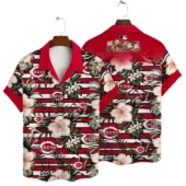 Cincinnati Reds Floral Stripes Hawaiian Shirt - TeeAloha