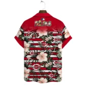 Cincinnati Reds Floral Stripes Hawaiian Shirt Back - TeeAloha