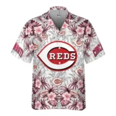 Cincinnati Reds Hibiscus Bloom Hawaiian Shirt Front - TeeAloha