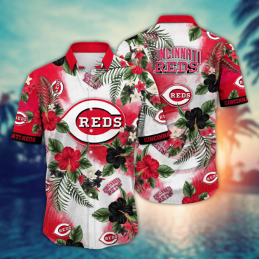 Cincinnati Reds Hibiscus Splash Hawaiian Shirt