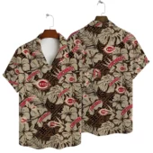 Cincinnati Reds Island Leaves Hawaiian Shirt - TeeAloha