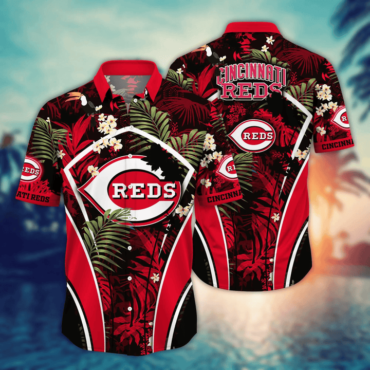 Cincinnati Reds Jungle Tropics Hawaiian Shirt