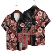 Cincinnati Reds Patriotic Floral Hawaiian Shirt - TeeAloha