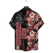 Cincinnati Reds Patriotic Floral Hawaiian Shirt Back - TeeAloha