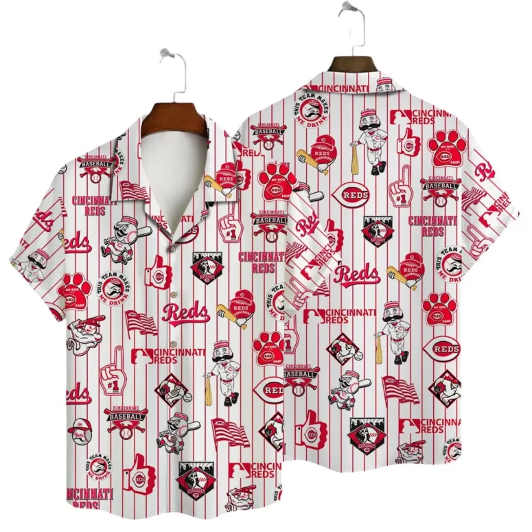 Cincinnati Reds Pinstripe Fun Hawaiian Shirt